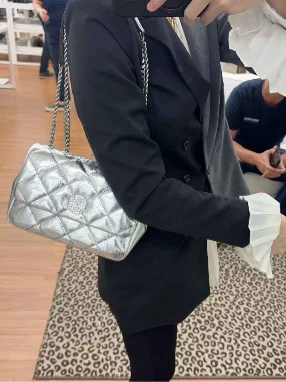 Tory Burch Willa Small Convertible Shoulder Bag Metallic Silver NWT